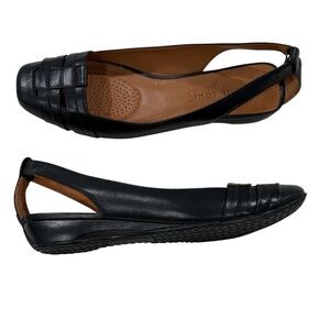 Gentle souls Womens Black Leather Slingback Flats Size 9 1/2 M